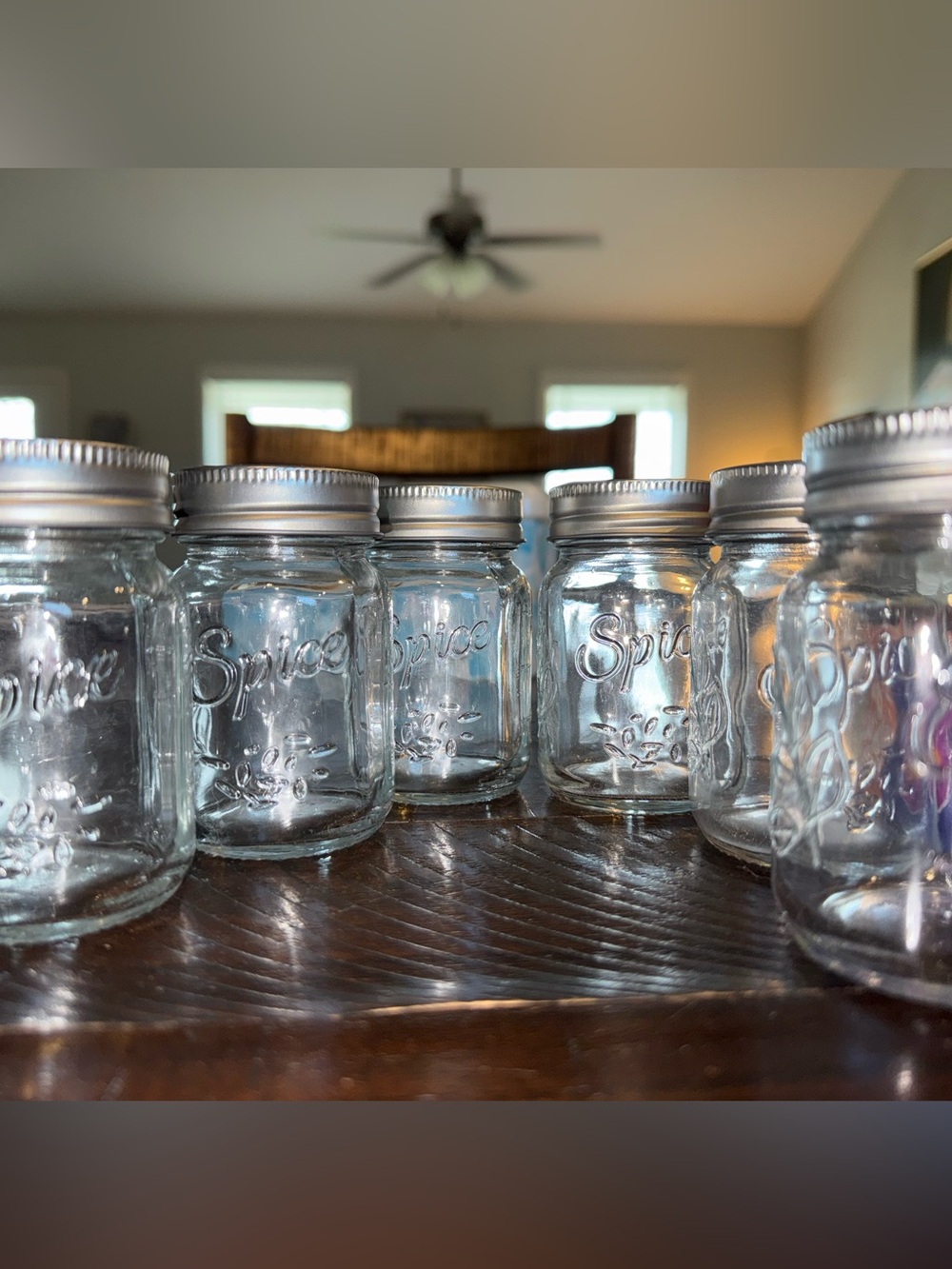 Clear Glass Spice Jars with Silver Lids